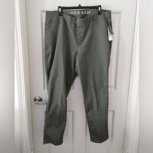 Hannah Women's Olive Green Stretch Pull On Pants Size 1X NWT